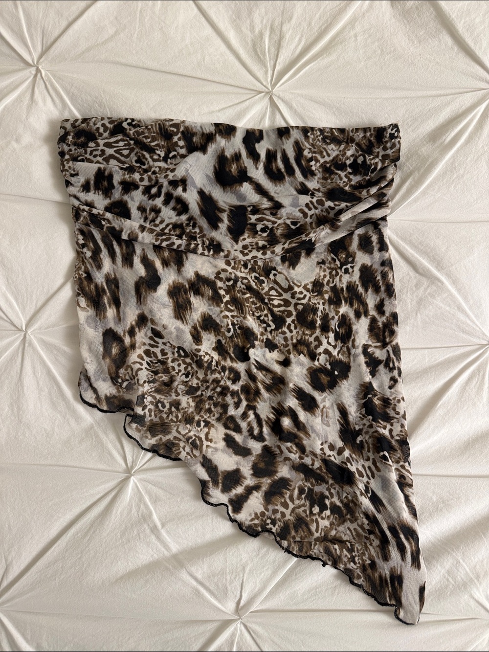 Urban Outfitters Leopard Print Asymmetrical Strapless Top - Brown & Black